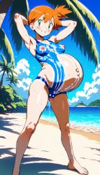 ai_generated body_paint breasts kasumi_(pokemon) nipples pokemon pregnant see-through tagme vagina