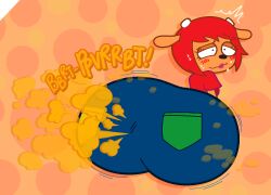 2024 anthro blush clothing fart fart_cloud fart_everywhere fart_fetish farting farting_at_viewer farts female female_farting furry lammy_(um_jammer_lammy) lammy_lamb parappa_the_rapper sorollos surprised