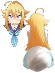 1girls aruriko blonde_hair diaper female female_only koshi_torako messy_diaper shikanoko_nokonoko_koshitantan sitting soiling solo