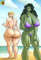 artfoo_1 ass big_ass bikini blonde_female blonde_hair blue_lipstick bob_cut emma_frost emma_frost_(marvel_rivals) female hips huge_ass light-skinned_female long_hair marvel marvel_rivals medium_hair she-hulk very_long_hair
