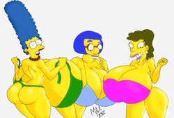 alternate_breast_size ass big_ass breasts female female_only helen_lovejoy huge_breasts human luann_van_houten marge_simpson maxtlat milf multiple_females the_simpsons