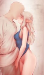 blonde_hair bottomless bottomless_female delicious_in_dungeon dungeon_meshi elf elf_ears elf_female elf_girl female male milsiril_(dungeon_meshi) pussy shpo tagme