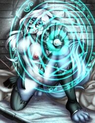 2025 anthro artificer_(voriof1) big_breasts breasts canid canine canis clothing eyewear female fluffy fluffy_tail genitals glasses hair hi_res magic magic_user mammal mature_anthro mature_female nipples pink_nipples pussy shana solo tail torn_clothing wearing_glasses white_hair wolf