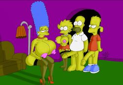 alternate_breast_size bart_simpson big_breasts big_penis breasts high_heels homer_simpson huge_breasts incest lisa_simpson marge_simpson maxtlat milf penis the_simpsons