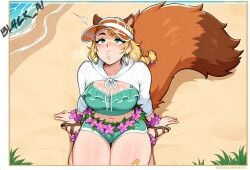 ai_generated beach bikini bl4ck_ai blonde_hair chubby marvel marvel_rivals squirrel_girl_(marvel) squirrel_girl_(marvel_rivals) suggestive tagme thighs