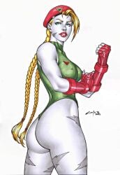 1girls 2023 blonde_hair bubble_butt cammy_white carlos_braga curvaceous curvy_body curvy_female ed_benes_studio female female_only hi_res huge_breasts leotard long_hair solo street_fighter