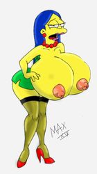 1girls alternate_breast_size big_breasts breasts female high_heels huge_breasts marge_simpson maxtlat milf solo the_simpsons