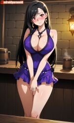 ai_generated aindroidparanoid big_breasts big_butt black_hair breasts cleavage dress exhibitionism fat_ass final_fantasy final_fantasy_vii gigantic_breasts hips huge_breasts large_breasts legs long_hair massive_breasts mountain narrow_waist nipples red_eyes squeezing thick_legs tifa_lockhart tifa_lockhart_(refined_dress) wavy_hair wide_hips