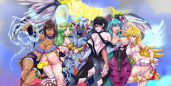 6girls 7th-heaven alternate_breast_size angel angel_wings animal_print areola ass ass_grab avatar_legends avatar_the_last_airbender bat_print bayonetta bayonetta_(character) bayonetta_2 big_ass big_breasts black_hair black_sclera blonde_hair blue_eyes blue_hair blue_skin blush bodysuit breast_fondling breast_grab breast_squeeze breasts brown_hair bubble_butt busty cameltoe capcom choker cleavage clothing color crossover dark-skinned_female dark_blue_skin dark_skin darkstalkers demon demon_girl demoness digital_media_(artwork) dress earrings eastern_and_western_character erect_nipples erect_nipples_under_clothes female female_only glasses gloves glowing_eyes goddess green_eyes green_hair head_wings hourglass_figure huge_breasts kid_icarus korra large_ass large_breasts layla_(7th-heaven) leotard lesbian long_hair medium_breasts mole mole_under_mouth morrigan_aensland multiple_girls navel necklace nickelodeon nintendo nipple_slip nipples original original_character palutena panty_&_stocking_with_garterbelt panty_anarchy pantyhose see-through see-through_clothing short_hair shorts skirt small_breasts smooth_skin standing succubus tank_top the_avatar the_legend_of_korra voluptuous water_tribe wet wet_clothes wide_hips wink witch yuri