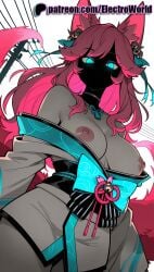 1girls 2025 ahri ai_generated animal_ears artist_name breasts breasts breasts bust chest colored_skin electroworld exposed_nipples female glowing hi_res high_quality high_resolution highres league_of_legends multicolored_hair nipples nipples_outside patreon patreon_username pink_hair riot_games solo stable_diffusion tail watermark
