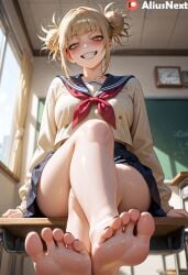 1girls ai_generated aliusnext big_ass big_breasts black_nails blonde_female blonde_hair boku_no_hero_academia breasts crazy crazy_eyes crazy_smile feet feet_together feet_up female foot_fetish foot_focus grin himiko_toga light-skinned_female light_skin mature mature_female my_hero_academia nail_polish patreon soles sweat sweatdrop sweating sweaty sweaty_body sweaty_breasts teenage_girl teenager thick thick_ass thick_hips thick_legs thick_lips thick_thighs yandere yellow_eyes