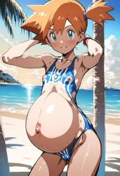 ai_generated body_paint kasumi_(pokemon) nipples pokemon pregnant small_breasts tagme vagina