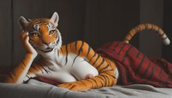 ai_generated anthro anthropomorphic beautiful bedroom big_breasts breasts breeding_request cat_girl curvy_female curvy_figure feline feline_humanoid female female_focus female_only flirting flirting_with_viewer fur furry furry_female furry_only horny horny_female in_bed in_heat inviting_to_fuck inviting_to_sex laying_down laying_on_bed looking_at_viewer muscular muscular_female nude nude_female orange_eyes realistic seductive seductive_look seductive_smile sexy sexy_body sexy_pose tiger tiger_girl tigress tits_out two_tone_fur under_covers voluptuous voluptuous_female