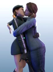 2girls 3d citizen_(half-life_2) clothed combine_(half-life_series) female half-life_(series) half-life_2 kissing no_artist_signature no_source omgmomg yuri