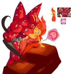 4chan adventure_time autophil_(artist) cum cum_inside excessive_cum flame_princess gormiti magmion sex_from_behind x-ray