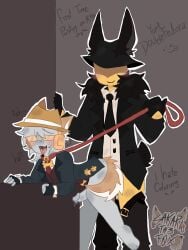 bunny_ears chance_(forsaken) fedora forsaken_(roblox) idk_what_to_tag_it lazy leash_pull mafioso_(dream_game) sakarith3f0x shiba_inu silly suit tongue_out