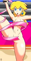 convenient_censoring female female_only gymnastics human mario_(series) mario_and_sonic_at_the_olympic_games nintendo nude princess_peach rbghost ribbon ribbon_baton solo