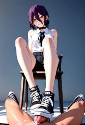 ai_generated chainsaw_man footjob footjob_with_footwear reze_(chainsaw_man) shoejob sneakers