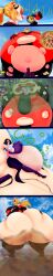 big_ass big_belly big_breasts burping captain_marvel carol_danvers cassie_lang desastur fart giantess kate_bishop marvel marvel_comics snoup77 vore vore_belly