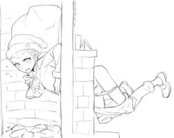 casssstle12 christmas christmas_clothing christmas_outfit danganronpa danganronpa_2:_goodbye_despair fuyuhiko_kuzuryuu hole_in_wall male male_focus male_only pants_down partially_clothed santa_costume santa_hat solo solo_focus solo_male stuck stuck_in_wall underwear_down