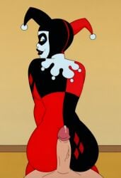 ai_generated batman:_the_animated_series batman_(series) buttjob dc dc_comics from_behind harley_quinn harley_quinn_(classic) looking_at_viewer looking_back penis penis_on_ass precum rear_view warner_brothers