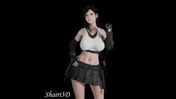 3d big_breasts breasts curvaceous curvy female final_fantasy_vii final_fantasy_vii_remake fit_female gloves hourglass_figure long_hair midriff sexy skirt tank_top thick_thighs tifa_lockhart
