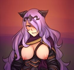 breasts camilla_(fire_emblem) female female_only fire_emblem fire_emblem_fates human large_breasts long_hair monorus nintendo nipples purple_eyes purple_hair smile solo