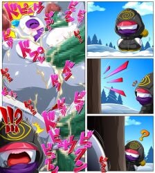 abomasnow anal blowjob blush boobjob breasts comic crossover froslass gangbang ghost heldron_(artist) humanoid humanoid_female hyper_breasts interspecies kirby_(series) monster multiple_penises nesp nintendo pokemon pokemon_(species) snow vaginal winter winter_clothes