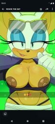 1girls alternate_version_available anthro areolae bat_ears big_breasts bimbo black_thong blue_eyes blue_eyeshadow breast_focus breasts breasts_out clothing exposed_breasts eyeshadow female female_only half-closed_eyes huge_breasts jeanart lips nipples phone_screen phone_view presenting_breasts rouge_the_bat selfie smile solo solo_female sonic sonic_(series) sonic_the_hedgehog_(series) text_box the_murder_of_sonic_the_hedgehog thong