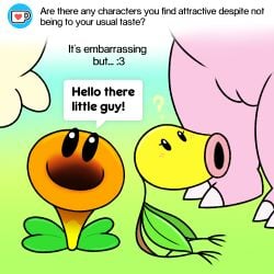 :3 ? asking_a_question balls bellsprout black_text blush blush_lines blushing clefable eyelashes flower genitals greeting mario_(series) nishi penis plant pokemon pussy question speech_bubble super_mario_bros._wonder talking_flower_(super_mario_bros._wonder) testicles text text_bubble