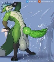 abs animal_genitalia animal_penis anthro aroused athletic balls big_balls big_penis blush bodily_fluids canid canine canine_genitalia canine_penis dripping excessive_genital_fluids excessive_precum fox genital_fluids genitals heavy_balls hi_res knot knotted_penis leaking_precum male male_only mammal musclular_male muscular penis precum precum_drip solo thick_thighs umbraunderscore vein veiny_penis