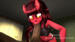 animated anime_style bangs bed bedroom bedroom_sex big_ass big_breasts big_penis black_hair black_penis breathing breathing_heavily crop_top cum cum_drip cum_in_mouth deepthroat different_angle fangs gloom4_(artist) horns large_penis meru_(merunyaa) merunyaa no_sound panties precum red_skin sfm sniffing sniffing_penis succubus swallowing swallowing_cum tagme video yellow_eyes