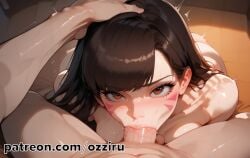 absurd_res ai_generated blizzard_entertainment blowjob brown_eyes brown_hair cute d.va deepthroat face_fucking facial_markings female hi_res highres irrumatio long_hair naked naked_female nude nude_female overwatch ozziru patreon pov pov_eye_contact self_upload uncensored
