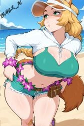 ai_generated beach bikini bl4ck_ai blonde_hair chubby marvel marvel_rivals squirrel_girl_(marvel) squirrel_girl_(marvel_rivals) suggestive tagme thighs