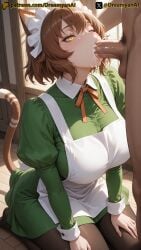 2025 ai ai_assisted ai_generated anime anime_style anya_fromel artist_name blowjob breasts brown_hair cat_ears cat_girl cat_tail catgirl cum cum_in_mouth dreamyan_ai dungeon_ni_deai_wo_motomeru_no_wa_machigatteiru_darou_ka fellatio full_body hi_res high_quality high_resolution highres one_eye_closed oral oral_sex pantyhose patreon short_hair slit_pupils sucking sucking_penis thick_ass thick_thighs thighs uncensored white_body white_skin yellow_eyes