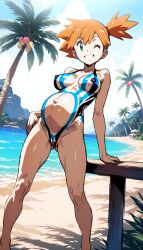 ai_generated body_paint breasts kasumi_(pokemon) pokemon pregnant see-through tagme vagina