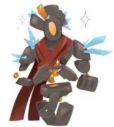 1_eye 1boy 2024 blush crystals cyclops false_son_(risk_of_rain) golem grey_body grey_penis grey_skin hi_res male male_only non-human non-human_body non-human_only penis red_scarf risk_of_rain risk_of_rain_2 scarf sparkles stone tinfoil_(artist)