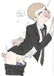 anal anal_sex arms_behind_back arms_held_back arms_held_behind_back casssstle12 clothed clothed_sex clothing danganronpa danganronpa_2:_goodbye_despair drfav fuyuhiko_kuzuryuu gay gay_anal gay_domination gay_sex hand_on_face holding_arm holding_wrist male male/male male_focus male_only male_penetrated male_penetrating male_penetrating_male partially_clothed penis penis_in_ass skinny yaoi young