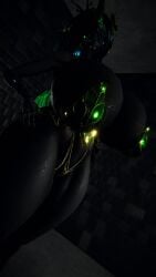 1girls 3d anthro big_ass big_breasts bikini black_body breasts fangs female friendship_is_magic green_eyes hands_on_hips horn looking_at_viewer looking_down my_little_pony queen_chrysalis_(mlp) sloppydragons solo tagme vrchat