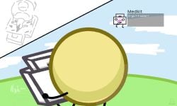 1boy1girl armless artstyle_change back_view blush cum cum_on_face dialogue_box dick_on_face enjoying friends grass_field lemon_(lemonosc) medkit_(silkynimbus) object_show object_show_community object_shows osc public ship straight tentacle_dick text watermark