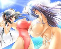 arin beach bikini breasts bursting_breasts curvy erect_nipples gigantic_breasts huge_breasts kooh pangya swimsuit tight_clothes