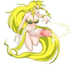 1futa blonde_hair breasts censored cum ejaculation futa_only futanari hair huge_cock intersex large_breasts long_hair maruchiro mrchamon penis resize simple_background solo veiny veiny_penis yellow_eyes