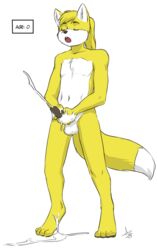 1boy 2015 age_regression animal_genitalia anthro aogami balls black_penis canine canine_penis cum cum_on_feet cum_on_ground cum_on_hand cum_on_penis cum_transformation cumshot digitigrade erection excessive_cum feet fox hi_res knot male male_only mammal masturbation miles_yellow mileymouse nude orgasm paws penile_masturbation penis regression solo transformation