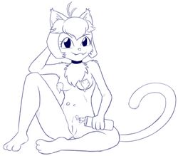 :3 anthro breasts clawdia collar eyelashes fangs feline feline female fighting_foodons food mammal nude pussy rawlewd smile solo whipped_cream