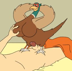 anthro avian bed big_breasts bird breast_fondling breast_grab breasts busty_feral duo family_guy female feral fondling hand_on_breast human male mammal penis pheasant pheasant_on_the_glass sex straight teasing thatgtaguy zoophilia