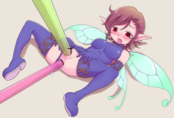 anal anal_object_insertion armwear atlus blush bodysuit boots breasts brown_eyes brown_hair censored clothing drinking_straw drinking_straw_in_pussy elbow_gloves fairy fairy_wings female gloves humanoid legwear leotard leotard_aside looking_down lying megami_tensei minigirl nollety object_insertion on_back open_mouth pale_skin penetration pixie_(megami_tensei) pointless_censoring pointy_ears pussy pussy_juice see-through shin_megami_tensei short_hair solo spread_legs thigh_boots thighhighs vaginal vaginal_object_insertion vaginal_penetration wings