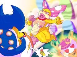 1boy 1girls anthro bald_female big_lips big_thighs blue_eyes blue_hair blue_shell blush bourbon_(artist) bow bracelets breasts cunnilingus drooling duo explosion eyeshadow fapping female female/male female_focus half-closed_eyes heart_eyes heels high_heels koopa_clown_car koopaling koopalings lipstick ludwig_von_koopa male male/female male_masturbation mario_(series) masturbation necklace nintendo nipples open_mouth oral pearl_necklace penetration penile_masturbation pink_bow pink_eyeshadow pink_heels pink_high_heels pink_lips pink_lipstick pink_shell red_necklace red_pearl_necklace sagging_breasts saliva sibling slightly_chubby spiked_bracelet spiked_shell straight super_smash_bros. tail thick thick_hips thick_thighs thighs tongue tongue_out ugly_female vaginal_penetration wendy_o._koopa wide_hips yellow_skin