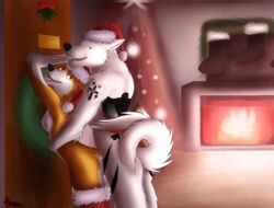 anka anthro canine casey christmas christmas_tree clothing couple door female fire fireplace gangstaguru hat holidays kishu knot legwear love male mammal mistletoe mix penetration penis plant pussy romantic santa_hat sex stockings tree vaginal_penetration wolfsky wreath wusky