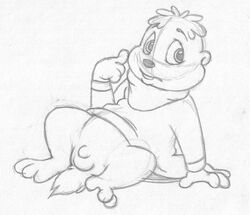 1boy alvin_and_the_chipmunks anthro balls bottomless buckteeth chipmunk clothed clothing greyscale half-dressed hi_res looking_away male male_only mammal mizzyam monochrome pencil_(artwork) penis reclining rodent shirt shirt_lift sitting sketch small_penis solo spread_legs spreading teeth theodore_seville traditional_media_(artwork)