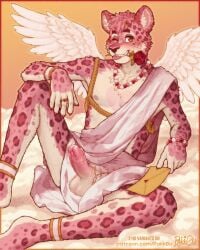 4:5 anklet anthro balls bracelet cloud cupid erection felid feline flower fluffy foreskin fur genitals heart_eyes heart_symbol hi_res holidays hybrid jewelry leopard leopard_spots letter male mammal necklace one_eye_closed pakk0u pantherine penis pink_body pink_fur plant rawrk0u red_eyes retracted_foreskin rose_(flower) smile smirk solo spots valentine's_day wings wink